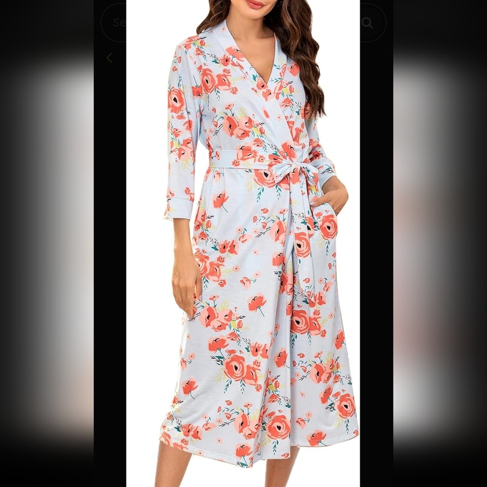 Womens Kimono Spa Knit Bathrobe